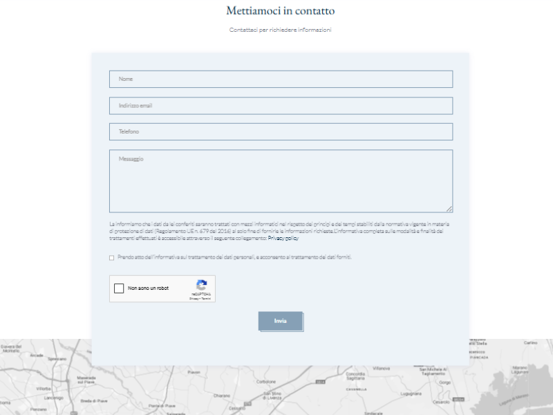 modulo di contatto del sito di villa o hara realizzato da mosaikoweb
