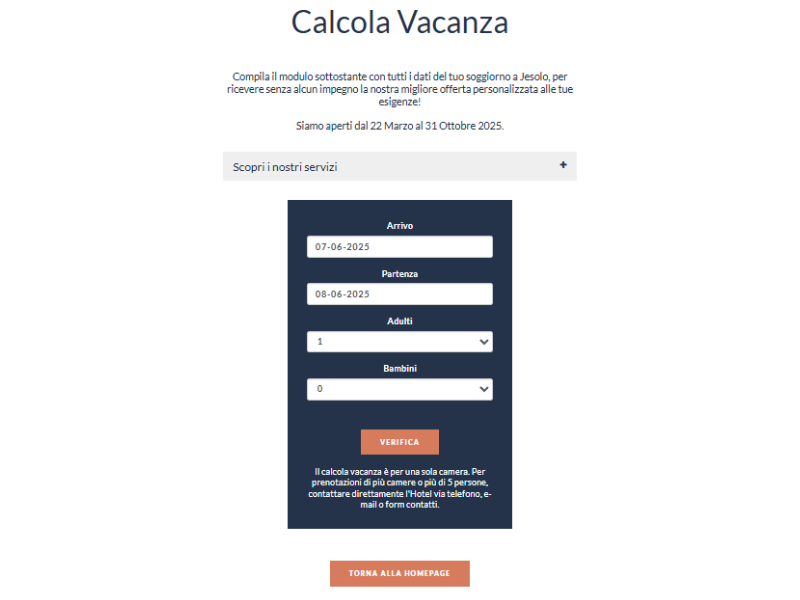 calcola vacanza hotel bristol